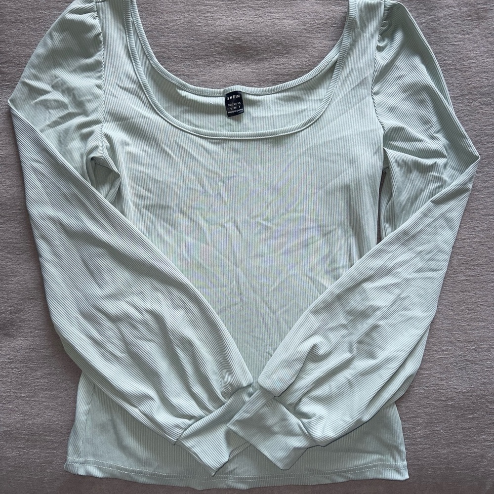 SHEIN Light Cream & Salmon Ribbed Long Sleeve Top- 2 pack